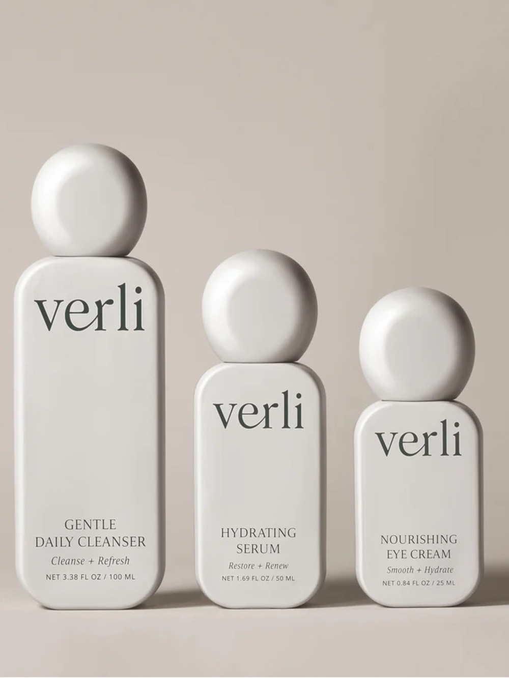 New in Box Verli The Regimen Cleanser, Serum, Eye Cream Trio